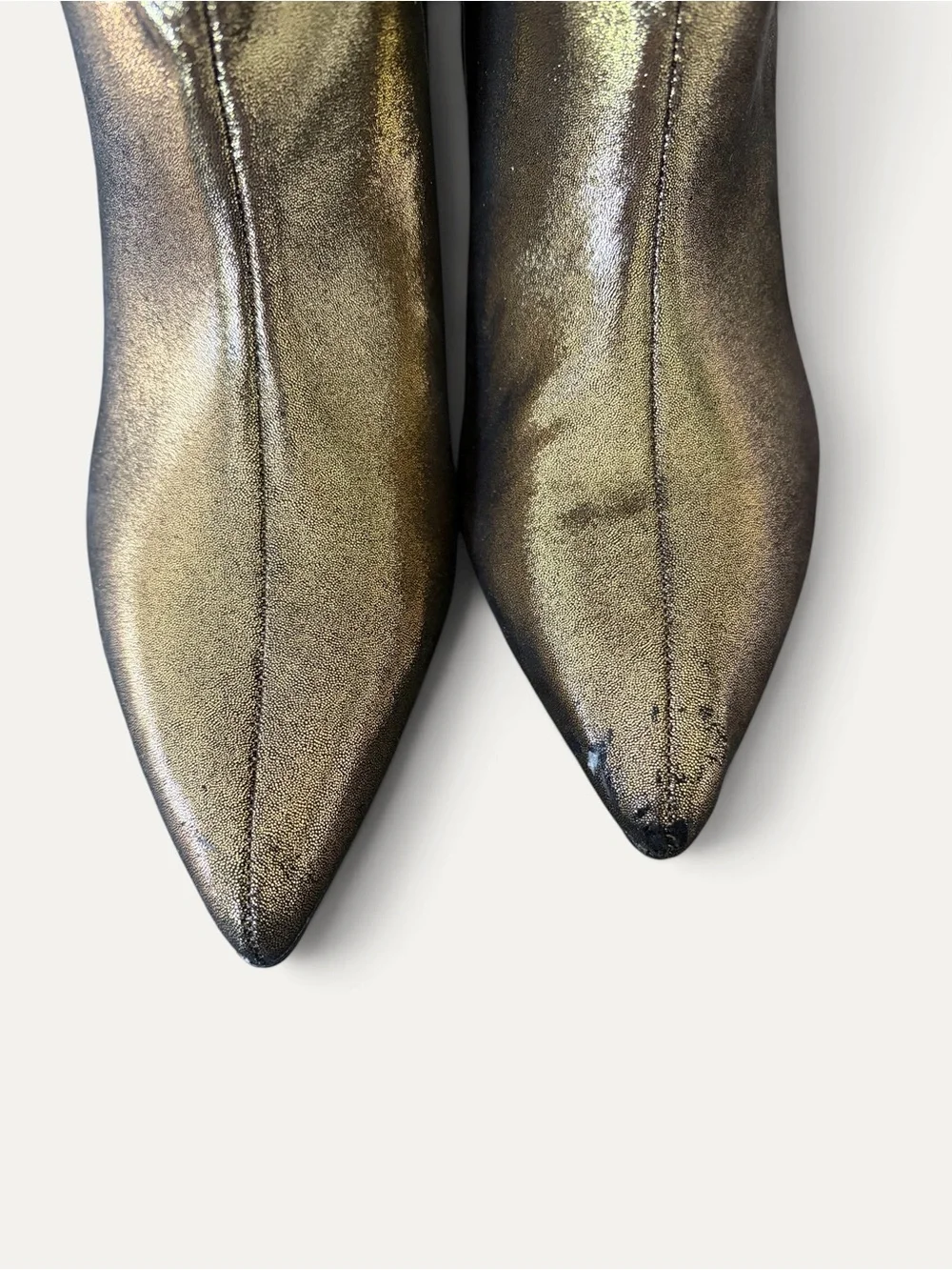 ZARA Metallic Bronze Pointed Ankle Boots Booties